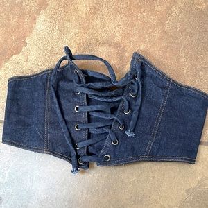 Denim waist tie up belt